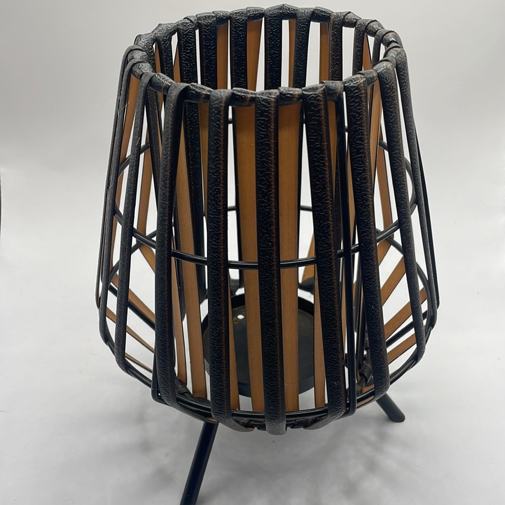 Leather wrapped candle holder